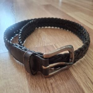 Women's Genuine 100% Leather Vintage Braided Belt - Brown